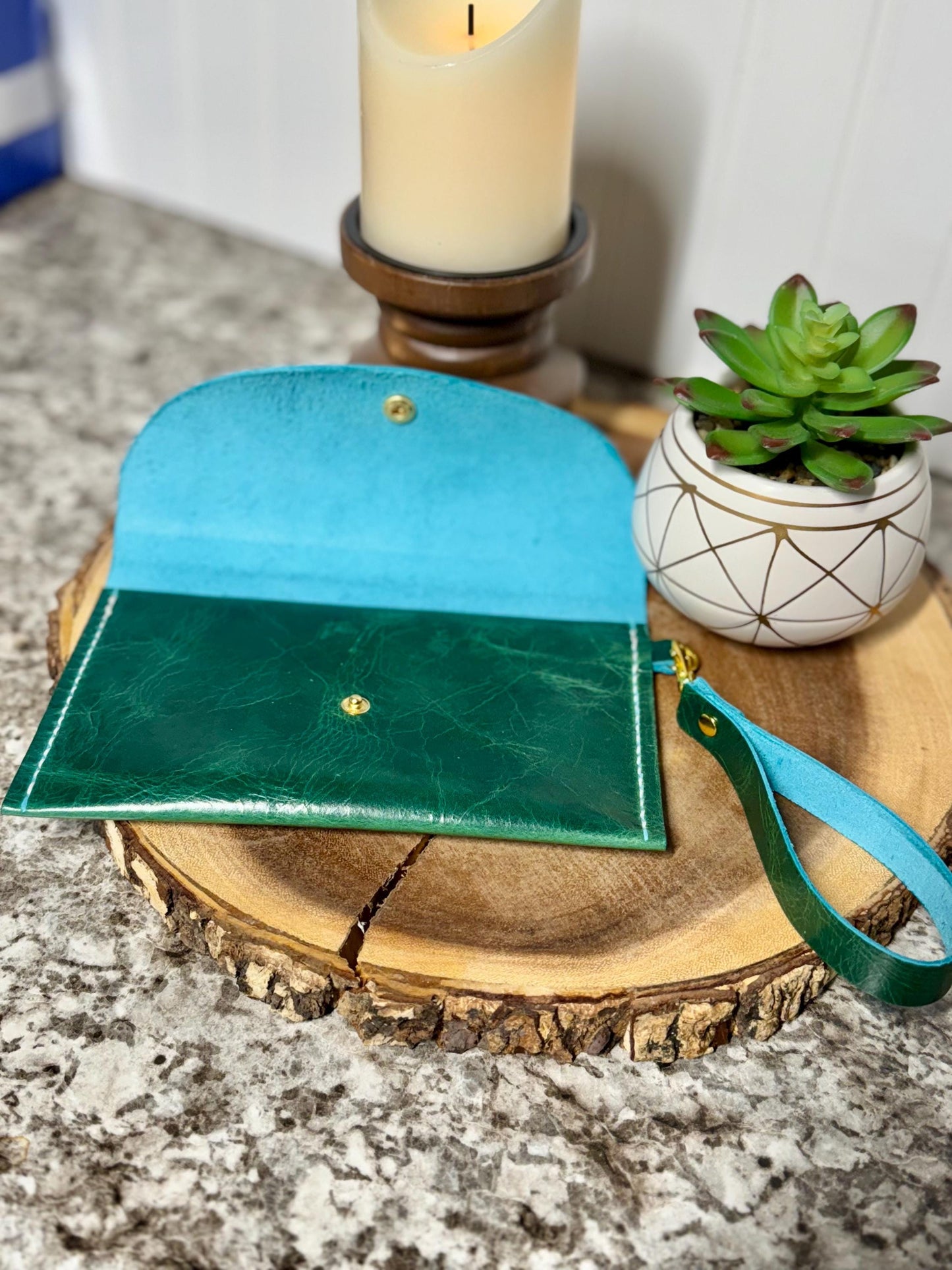 Handmade Leather Wristlet Clutch - Stylish, Functional, and Durable