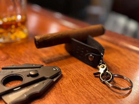 Cigar Rest Keychain – Handmade Leather - Stylish and Functional