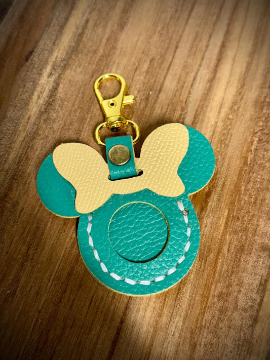 Leather Mickey or Minnie Ears AirTag Keychain – Stylish & Secure Handmade Disney Accessory