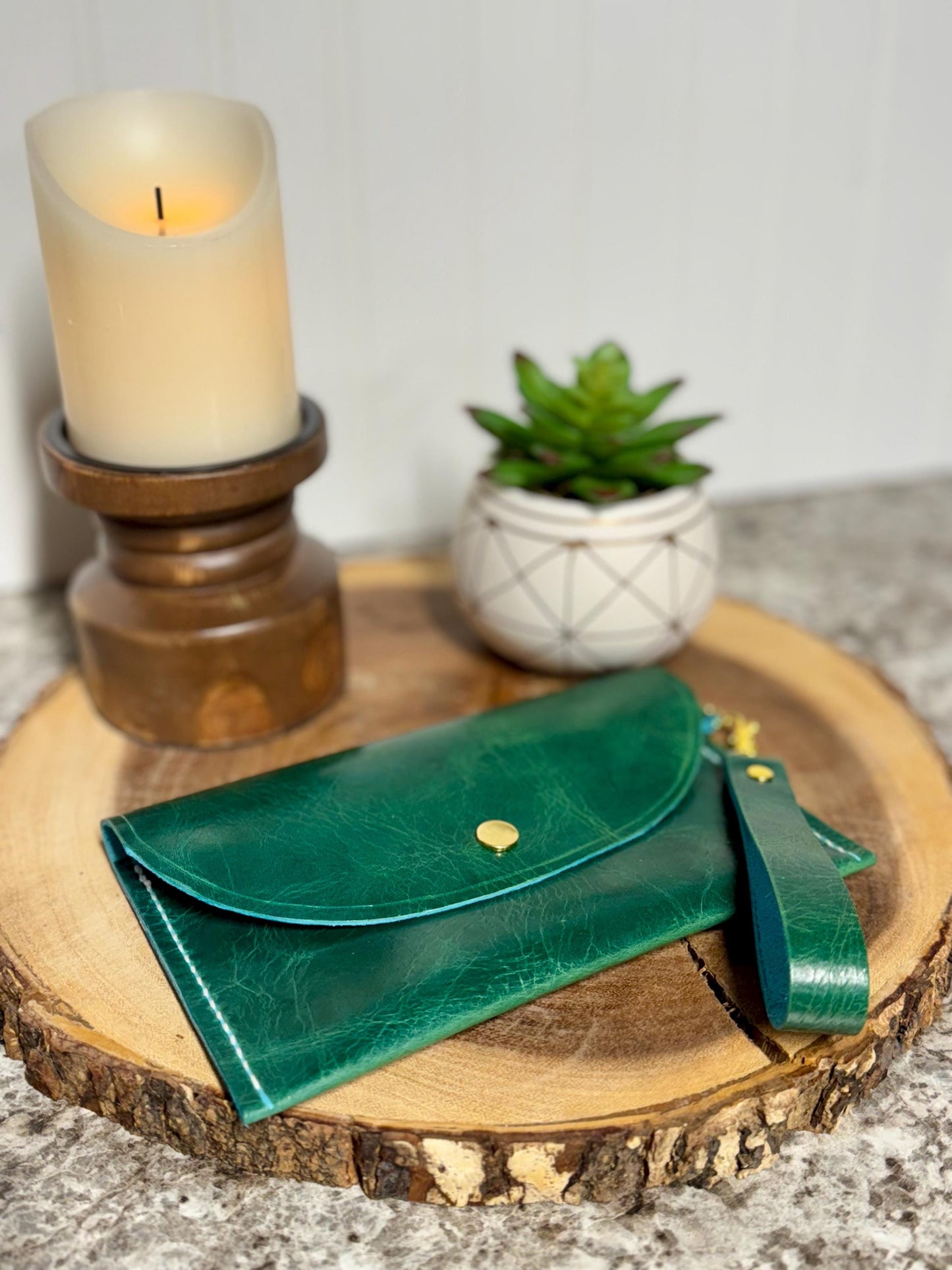 Handmade Leather Wristlet Clutch - Stylish, Functional, and Durable