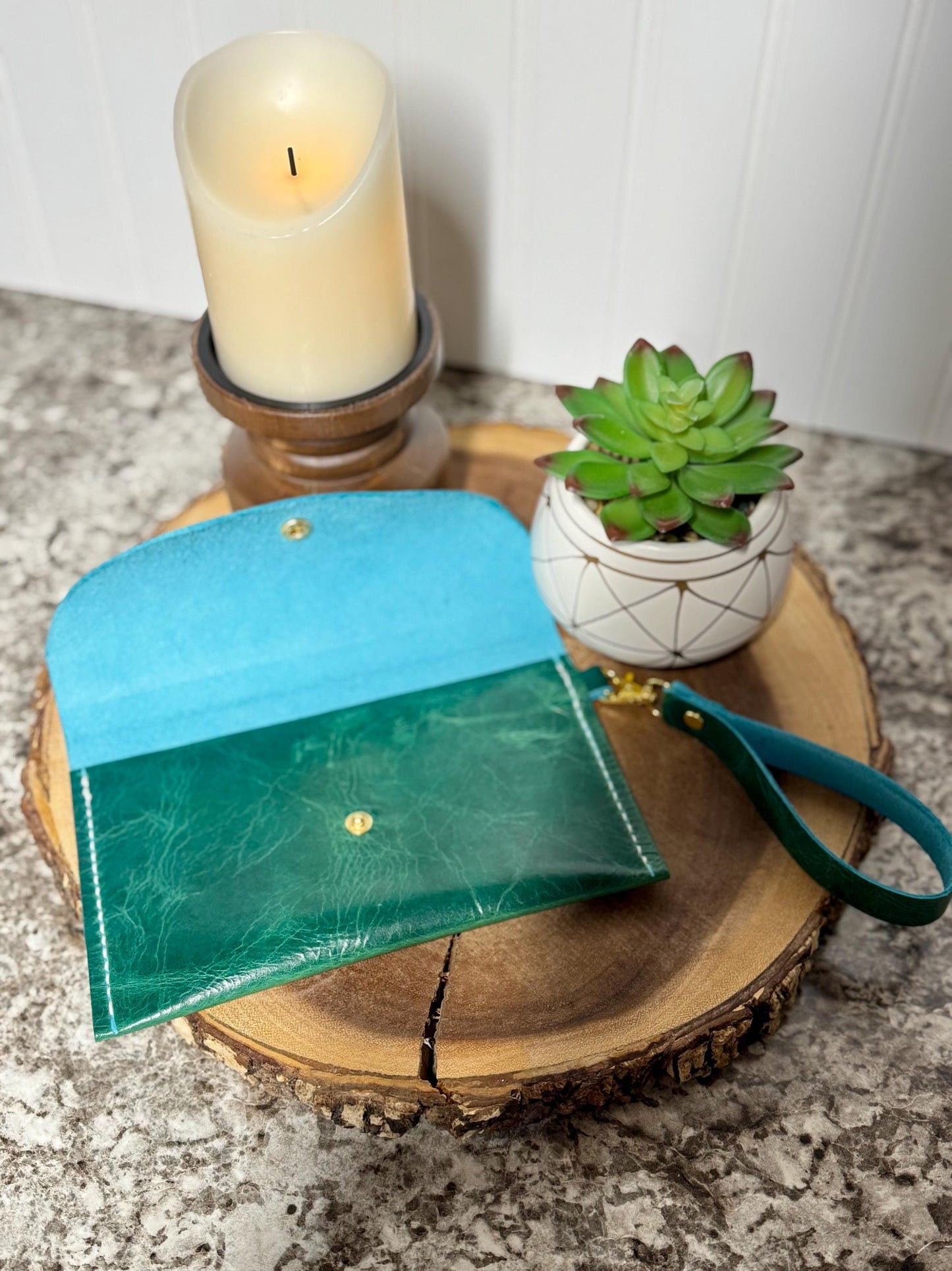Handmade Leather Wristlet Clutch - Stylish, Functional, and Durable